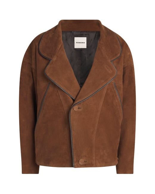 Sandro Brown Suede Oversized Jacket