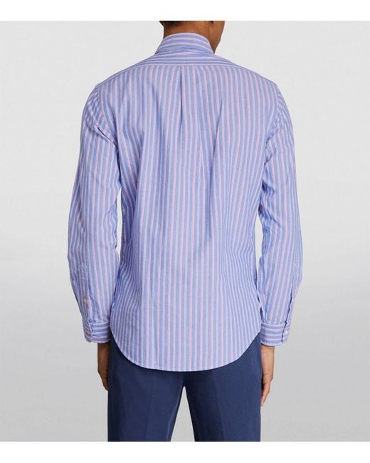 Polo Ralph Lauren Blue Cotton Striped Oxford Shirt for men