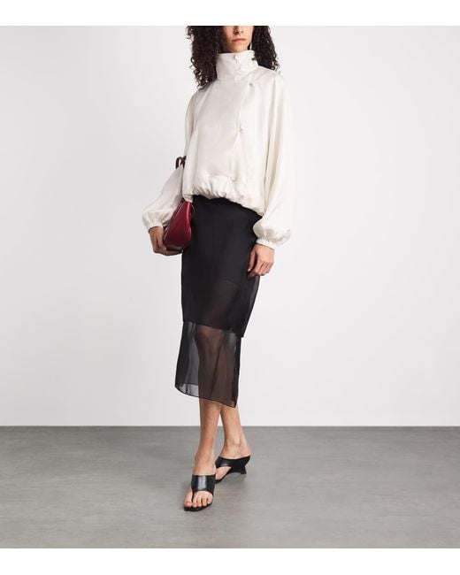 Rohe White Silk Blouson Anorak Blouse