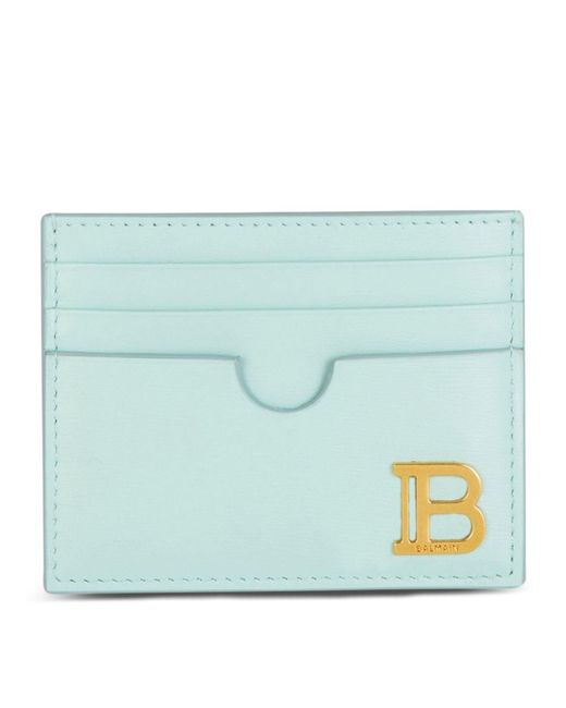 Balmain Blue Leather B-buzz Card Holder