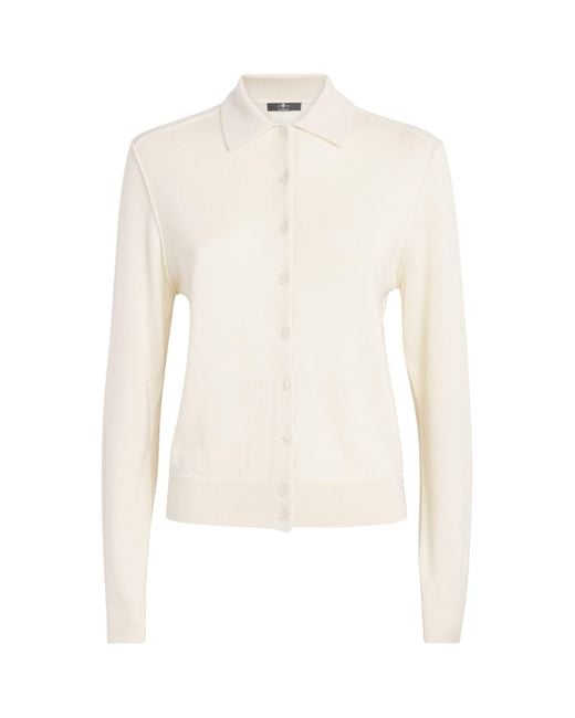 7 For All Mankind White Cashmere Polo Cardigan