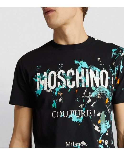 Moschino Black Paint-splattered T-shirt for men