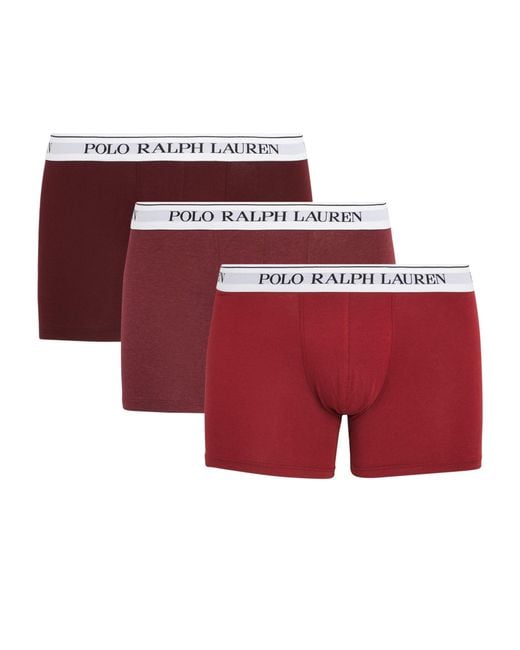 Polo Ralph Lauren Red Stretch-cotton Low-rise Briefs (pack Of 3) for men