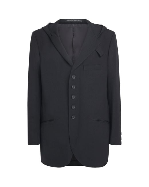 Yohji Yamamoto Blue Wool Hooded Blazer for men
