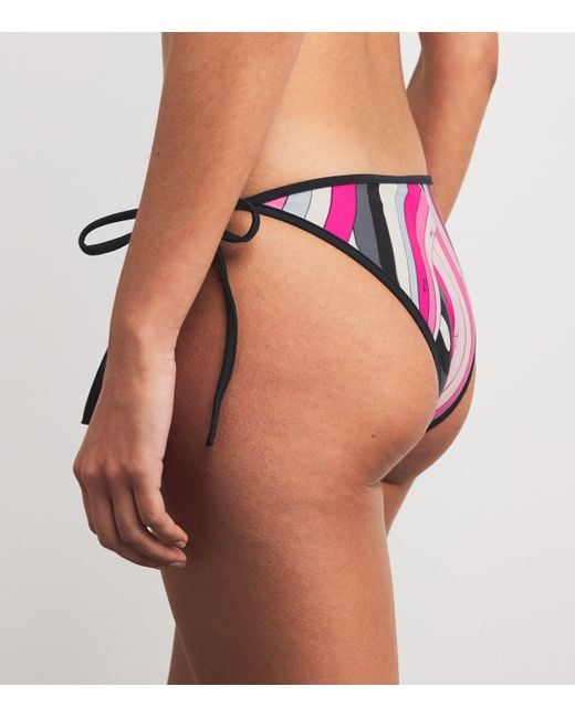 Emilio Pucci Pink Iride Print Side-Tie Bikini Bottoms