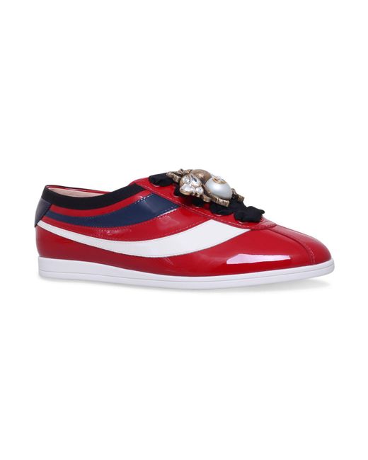 Gucci Red Falacer Bee Patent Leather Sneakers