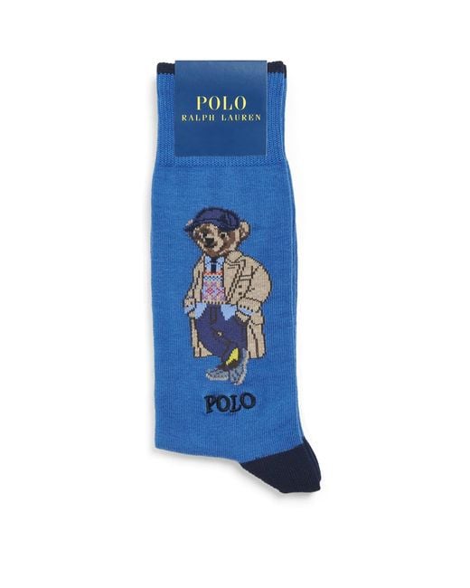 Polo Ralph Lauren Blue Cotton-Blend Polo Bear Socks for men