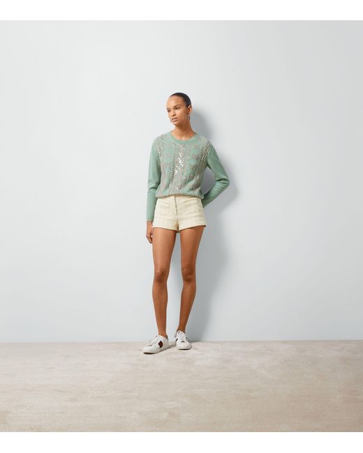 Gucci Green Wool-cashmere Gg Sweater