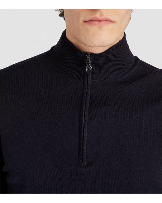 Bogner Blue Virgin Wool Quarter-zip Sweater for men