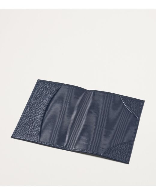 Aspinal Blue Leather Passport Cover for men