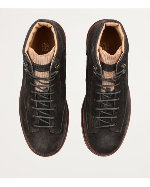 Brunello Cucinelli Brown Suede Hiker Boots for men