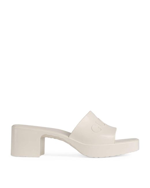 Gucci Rubber Logo Mules 60 in White Lyst UK