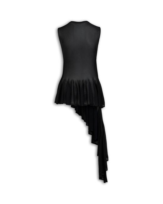 Alaïa Black Asymmetric Godet Tank Top