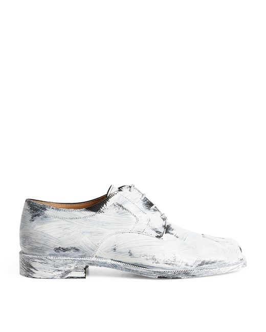 Maison Margiela White Paint-effect Tabi Oxford Shoes for men