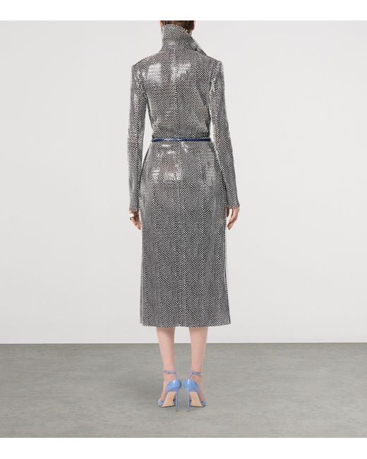 Tom Ford Gray Perforated Leather Trench Coat