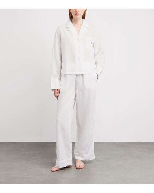 Polo Ralph Lauren White Linen-Cotton Pyjama Set