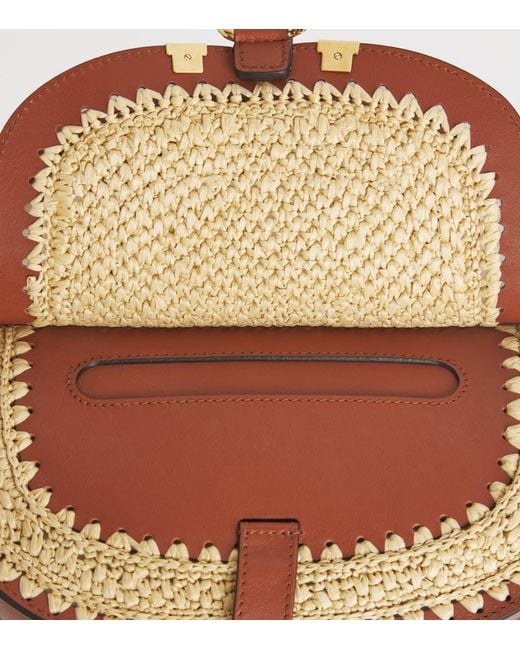 Chloé Brown Mini Raffia-Effect Marcie Shoulder Bag