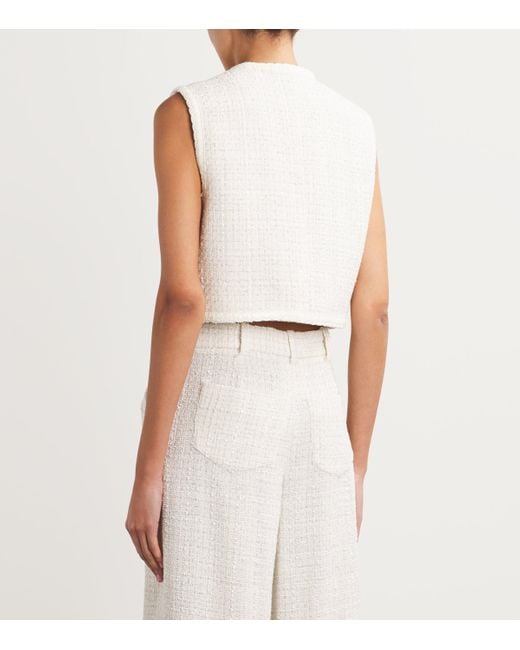 Maje White Tweed Sleeveless Jacket