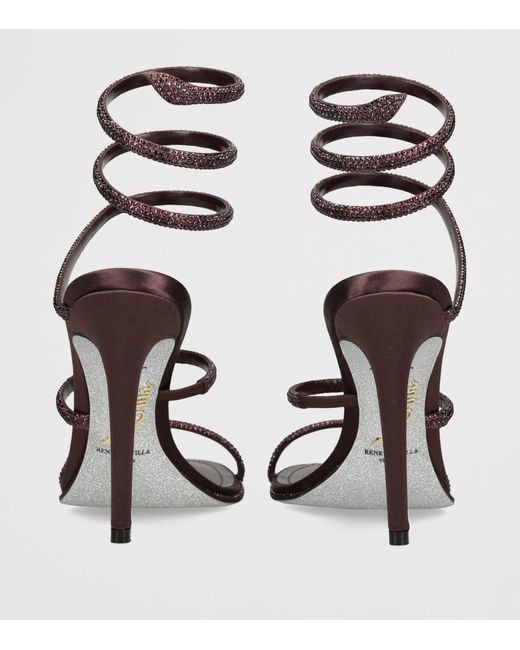 Rene Caovilla Black Satin Crystal-Embellished Cleo Sandals 105