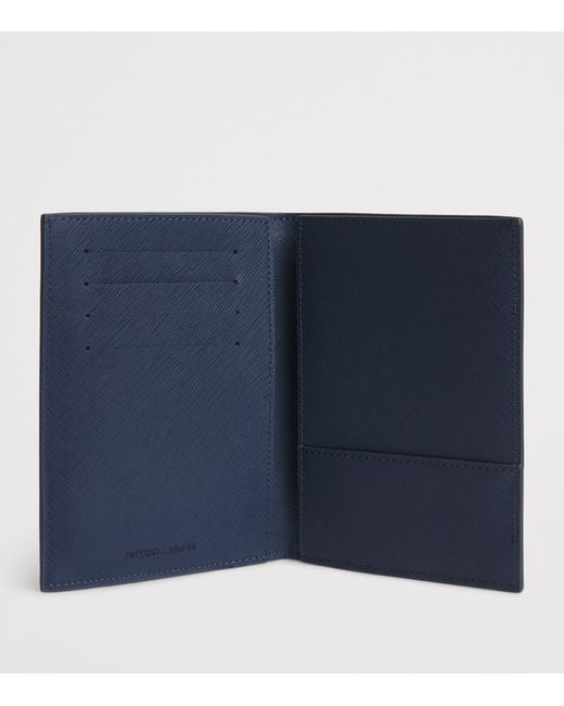 Emporio Armani Men's Blue Leather Passport Holder