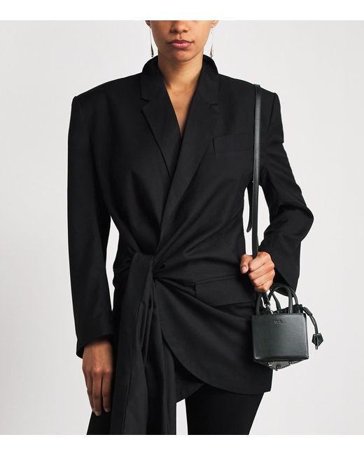TALEL PARIS Black Leather Triangle Top-Handle Bag