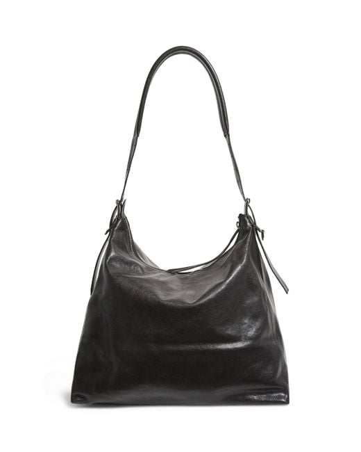 Lemaire Black Calfskin Belted Tote Bag