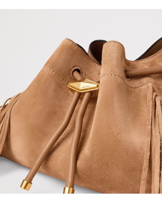 Jimmy Choo Brown Medium Cinch Suede Bucket Bag