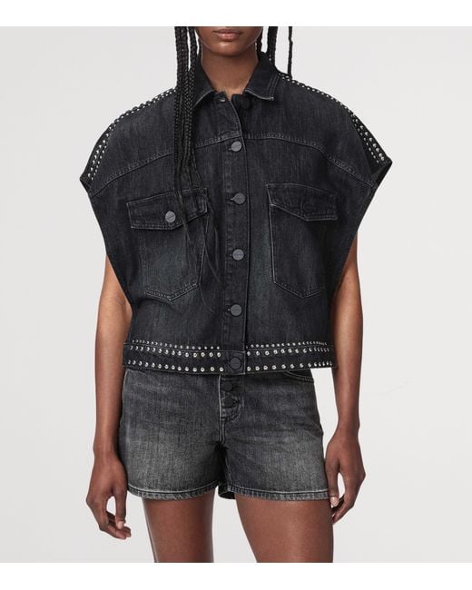 AllSaints Black Alba Sleeveless Denim Shirt