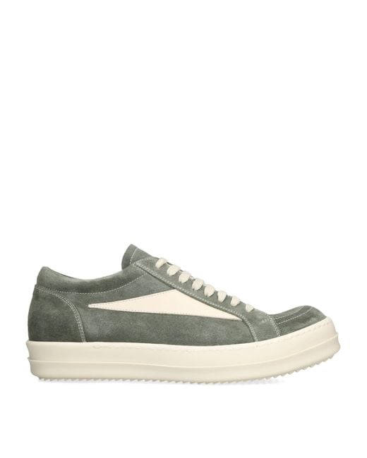 Rick Owens Green Suede Vintage Low-Top Sneakers for men