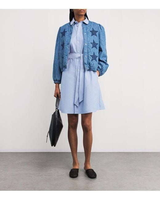 Polo Ralph Lauren Blue Belted Oxford Sleeveless Mini Shirtdress
