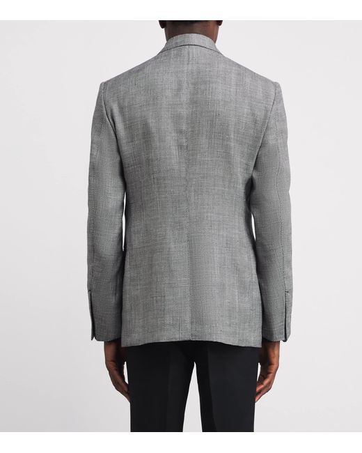 Tom Ford Gray Wool-Blend Herringbone Shelton Blazer for men