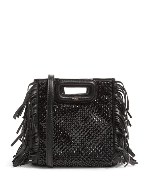 Maje Black Mini Leather 'M' Top-Handle Bag