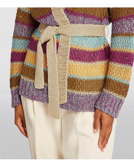 Weekend by Maxmara Multicolor Linen Knitted Striped Cardigan