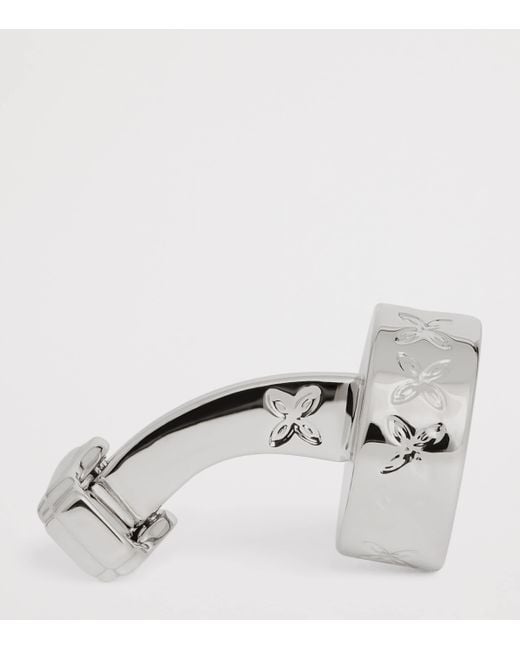Tateossian Metallic Rhodium-Plated Brick Cufflinks for men