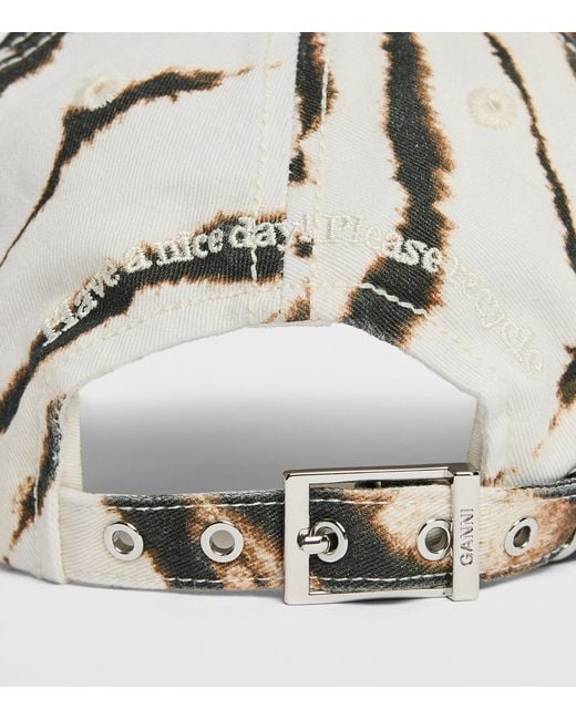 Ganni Metallic Organic Canvas Zebra Baseball Cap