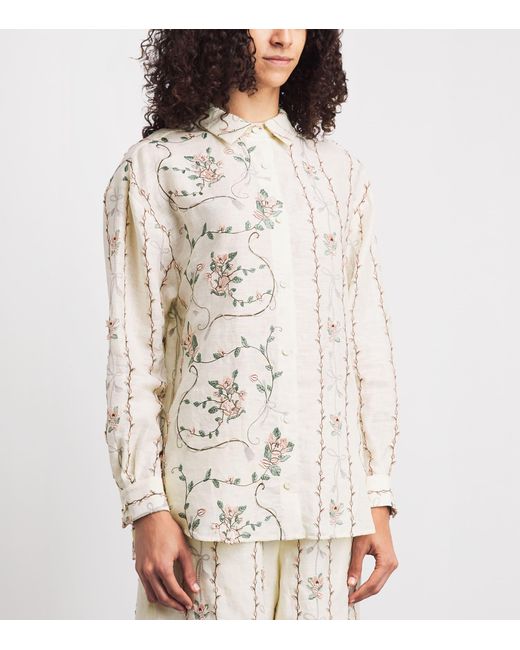 Agua Bendita White Linen Cecilia Navegante Shirt