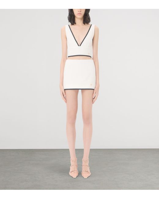 Valentino Natural Cotton V-Neck Crop Top