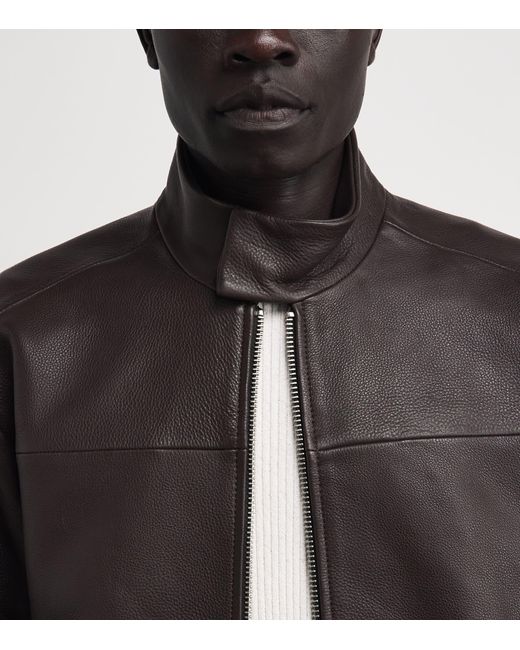 Won Hundred Black Leather Bomber Jacket for men