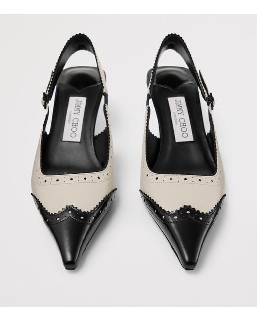 Jimmy Choo Metallic Amel 50 Leather Slingback Pumps