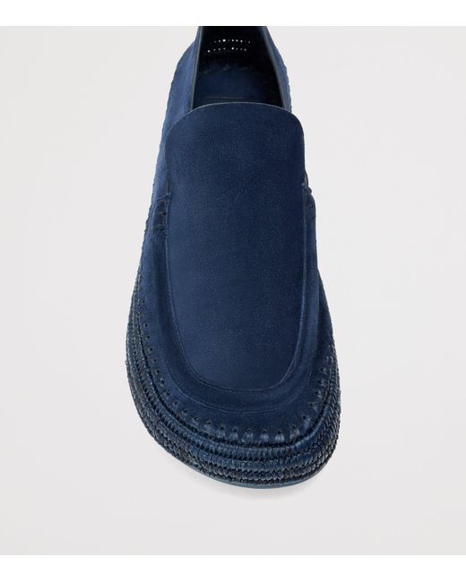Loewe Blue X Paula's Ibiza Suede-Raffia Rio Loafers