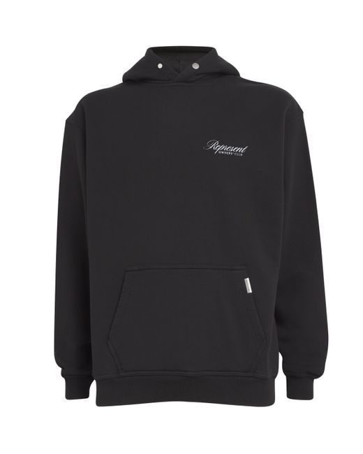 Represent Black Oversized Logo Script Hoodie for men