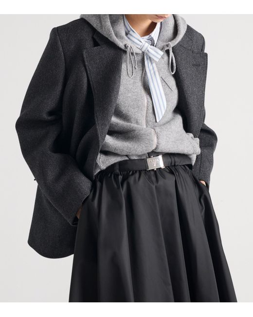 Prada Black Re-Nylon Belted Midi Skirt