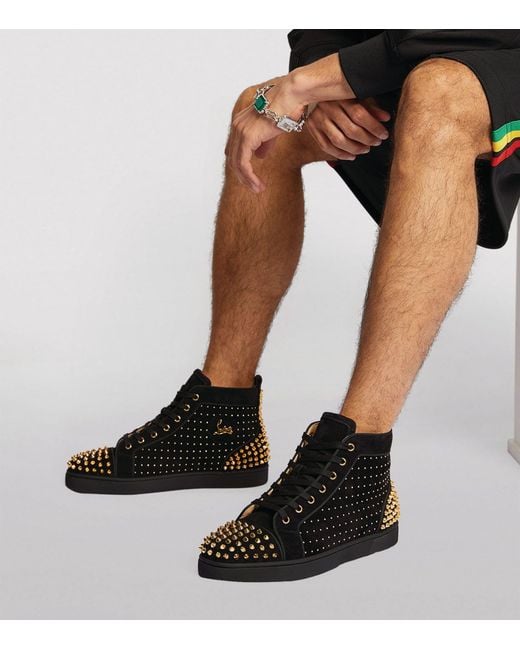 mus gispende stof Christian Louboutin Lou Spikes 2 Plume Suede High-top Sneakers in Red for  Men - Lyst