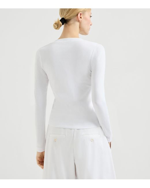 Brunello Cucinelli White Stretch-Cotton Monili-Detail T-Shirt