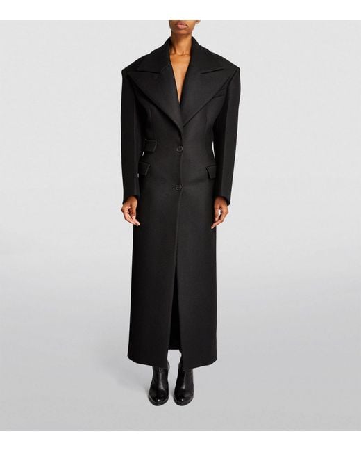 The Attico Black Virgin Wool Longline Coat
