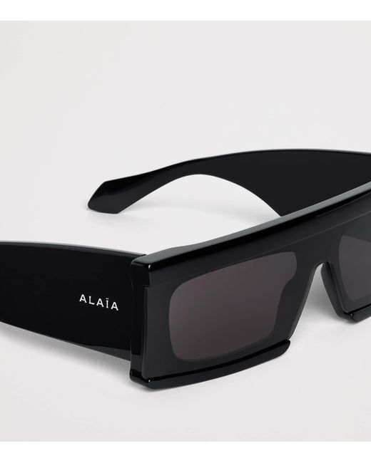 Alaïa Black Acetate Rectangle Mask 99 Sunglasses