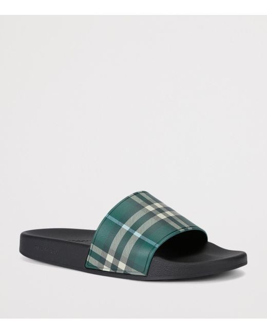Burberry Green Check Slides for men
