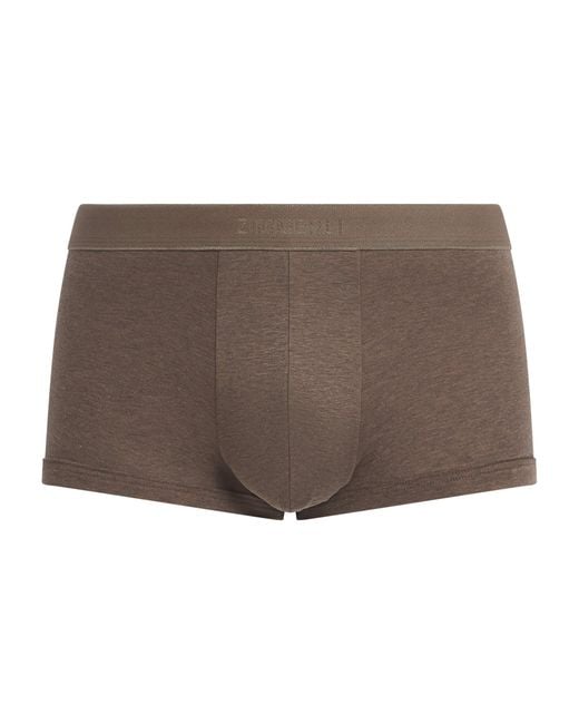Zimmerli of Switzerland Brown Sea Island Cotton Boxer Briefs for men