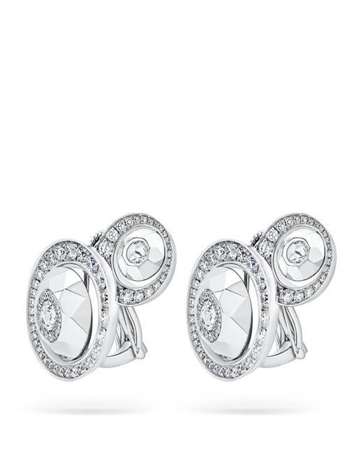 David Morris Metallic And Diamond Rose Cut Forever Two Motif Earrings