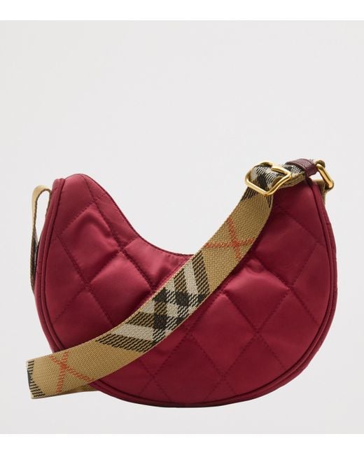 Burberry Red Check Horseshoe Cross-Body Bag
